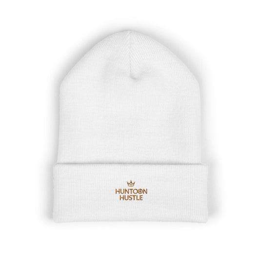 Crown Hustle Beanie | Gold-Embroidered Signature Edition – Huntoon Hustle Royalty (White / Navy / Black / Red / Baby Pink)