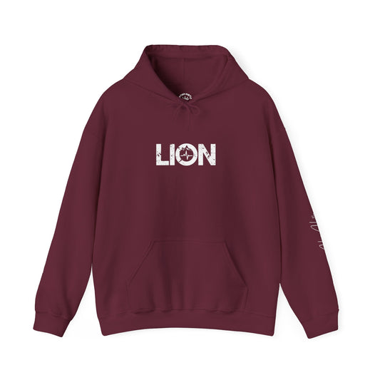 Lion Pulse Distressed Hoodie – Blood Maroon