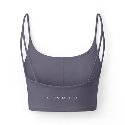 Luxe Strappy Sports Bra — 'Lion Pulse' Minimal Logo