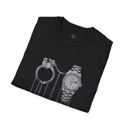 Hustle Graphic T-Shirt — Watch & Handcuffs Streetwear Tee