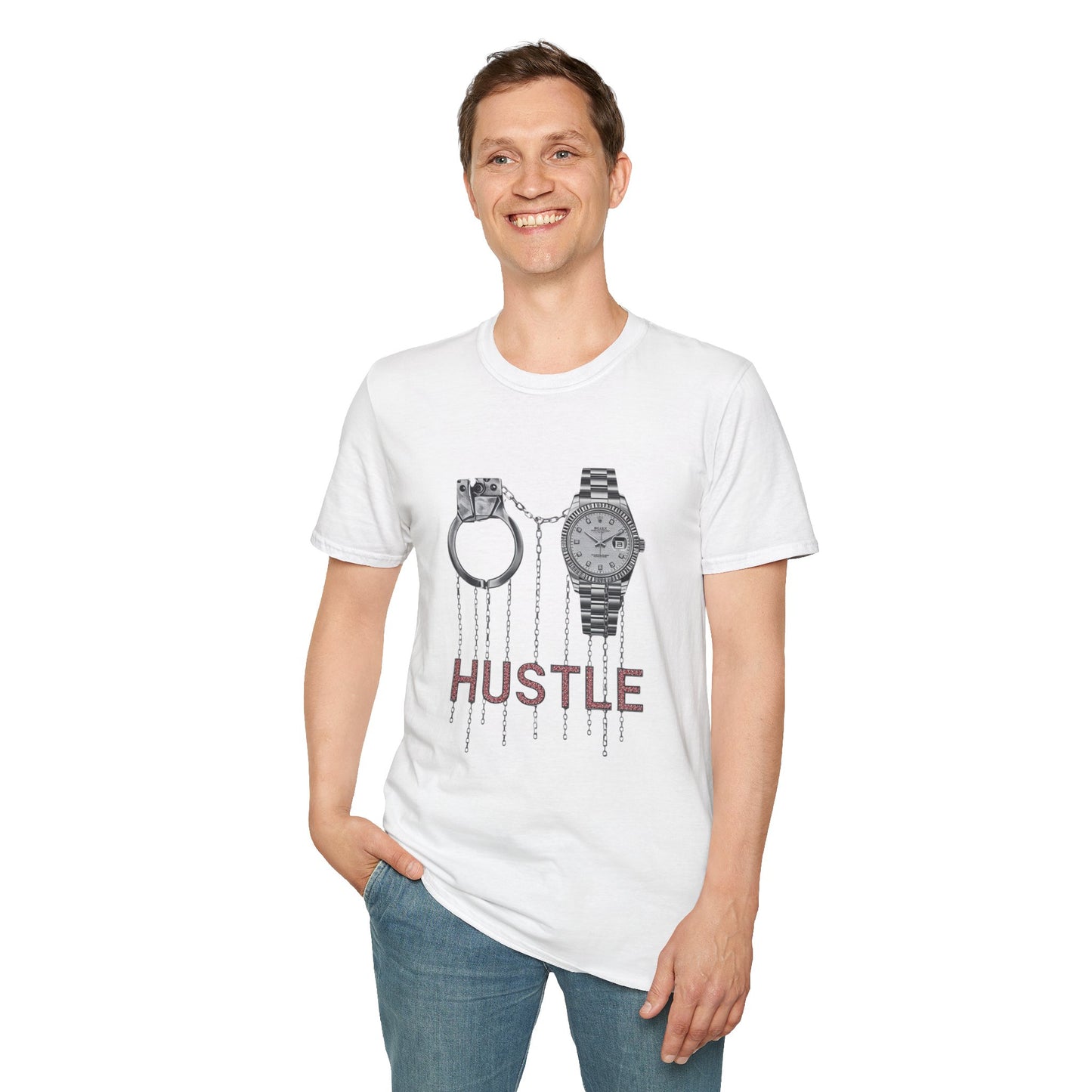 Hustle Graphic T-Shirt — Watch & Handcuffs Streetwear Tee