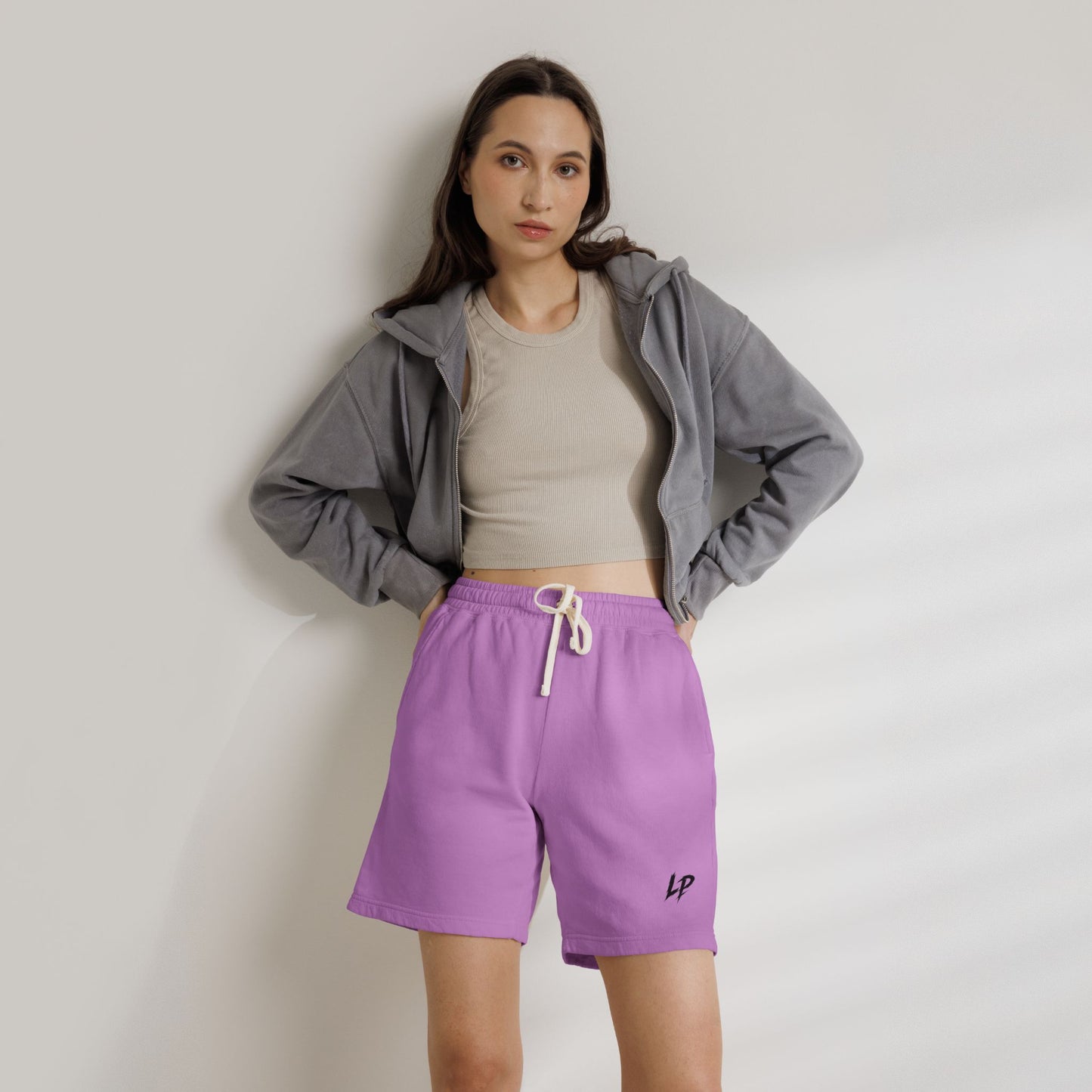 Lightweight Garment-Dyed Fleece Sweat Shorts — Casual Drawstring Lounge Shorts