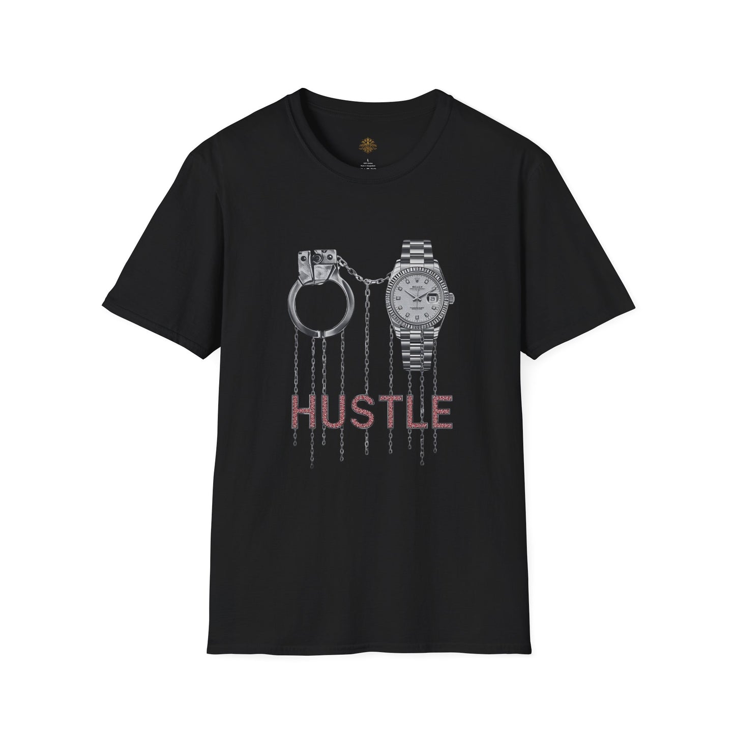 Hustle Graphic T-Shirt — Watch & Handcuffs Streetwear Tee