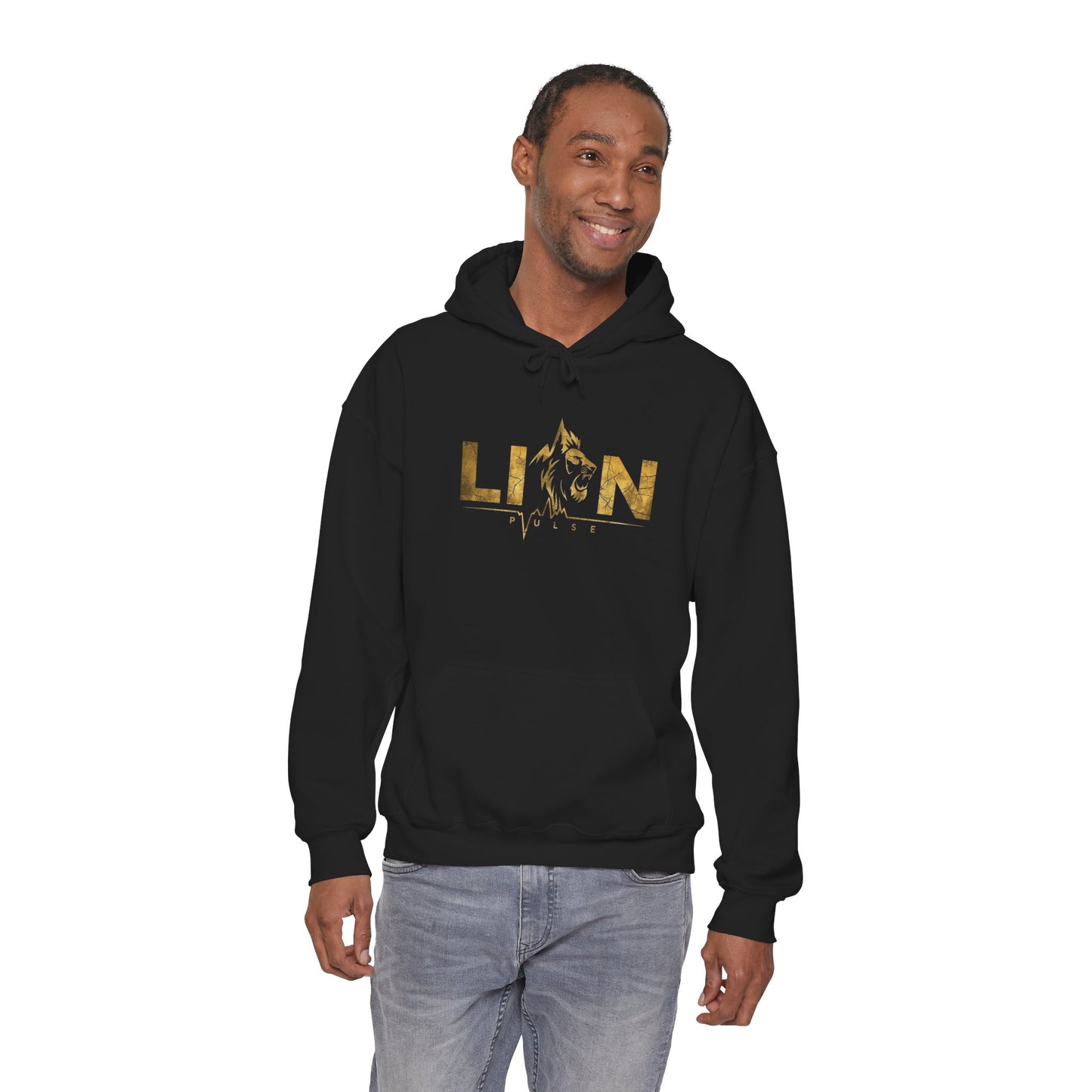 Lion Gold Foil Hoodie — Empowering Graphic Sweatshirt with 'LION' Design
