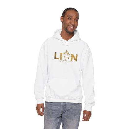 Lion Gold Foil Hoodie — Empowering Graphic Sweatshirt with 'LION' Design