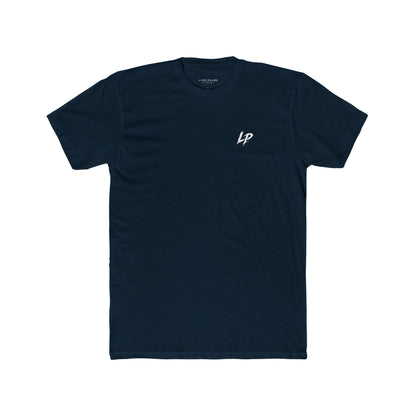 Minimal 'LP' Logo Tee — Black Cotton Crew Shirt
