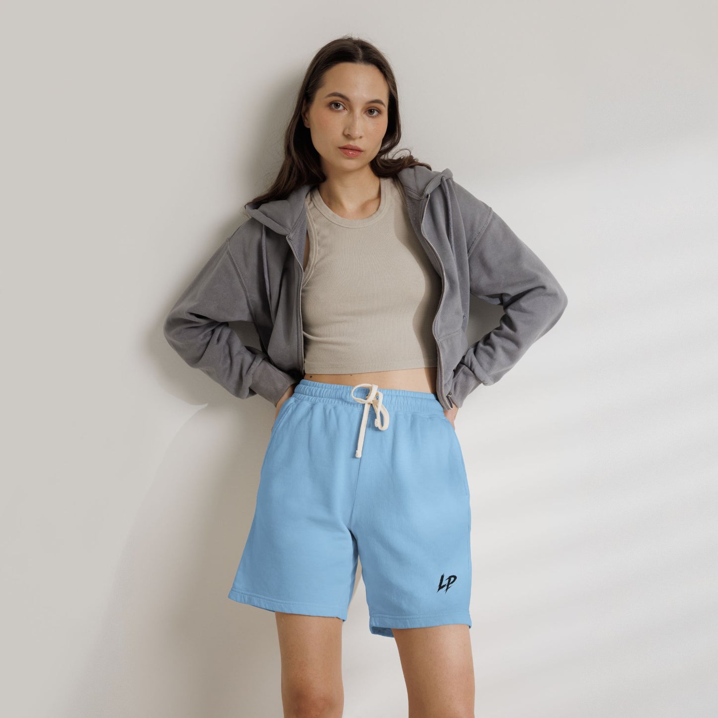 Lightweight Garment-Dyed Fleece Sweat Shorts — Casual Drawstring Lounge Shorts