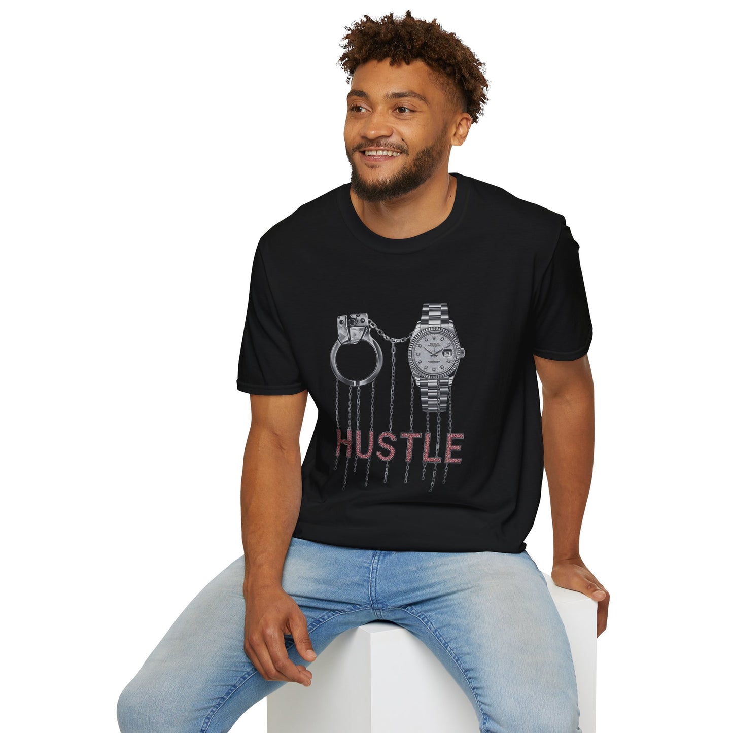 Hustle Graphic T-Shirt — Watch & Handcuffs Streetwear Tee