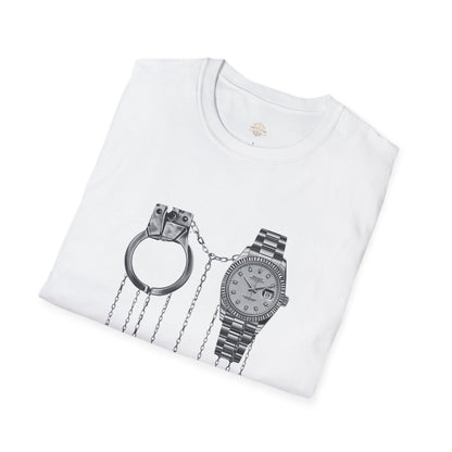 Hustle Graphic T-Shirt — Watch & Handcuffs Streetwear Tee